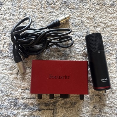 Focusrite Scarlett Solo 4th Gen Audio Interface + Studio Mic + XLR Cable Bundle
