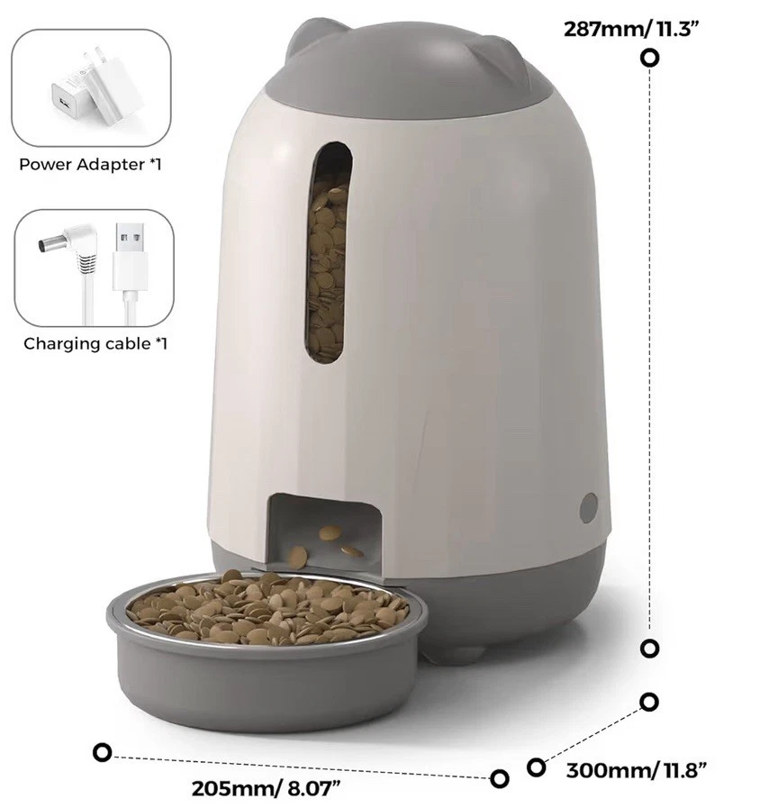 3L Automatic Cat Feeder Timed Food Dispenser for Cats and Small Dogs - Grey - Image 2 of 4
