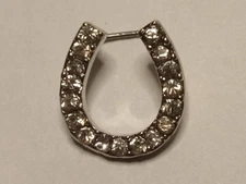 Silver Tone Resistol Diamond Horseshoe Fedora Cowboy Hat Pin 9/16" x 1/2"