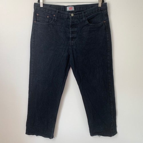 Vintage Levi's 501 Black Straight Leg Button Fly Jeans Made in USA Size W36 L30 - Picture 2 of 11