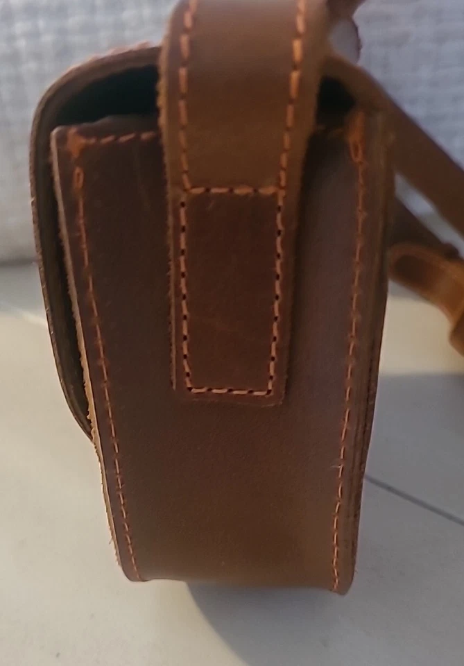 КИМЧИ СИНИЙ КОРИЧНЕВЫЙ 100% КОЖИ СУМКА ЧЕРЕЗ ПЛЕЧО С КОНТРАСТНОЙ СТРОЧКИ - Изображение 4 из 4