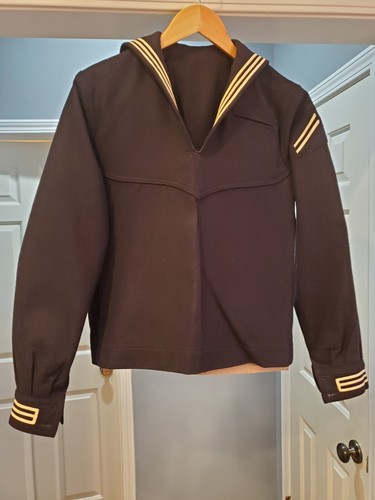 LOOK!!! UNIFORME ABBIGLIAMENTO NAVALE VINTAGE LANA ORIGINALE Navy FABBRICA taglia 36/38 - Foto 5 di 8