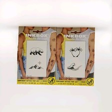 INKBOX Tattoos For Now Ink Temporary Tattoos- Palm Tree/Wave and Bear/Mountain