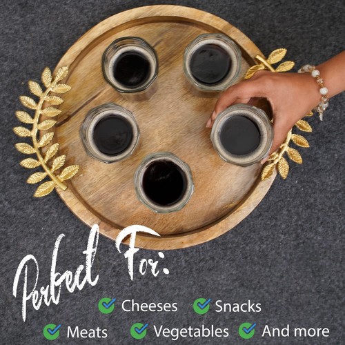 Elevate Entertaining: Premium Mango Wood Round Serving Tray, (30 x 30 x 4 Cm) - Picture 6 of 6