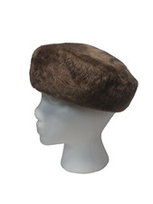 Vtg Women's L.S. Ayres Italy Duchess Faux Fur Hat, Large, Union Made, Brown