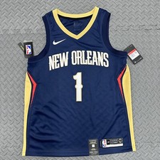 Nike New Orleans Jersey Zion Williamson Sz Large Navy Dri Fit Swingman Pelicans
