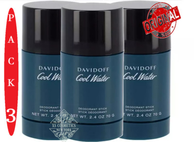3 X COOL WATER by Davidoff for Men 2.4 oz 70 g DEODORANT STICK NEW (PACK OF 3)