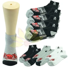 Ankle Quarter Crew Cushioned Men Sport Socks Cotton Low Cut Size 9-13 Skull 