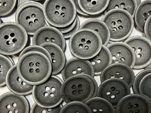 Rare Vintage Cast Metal Button Antique Pewter Finish 13mm 18mm 4hole - Picture 2 of 10