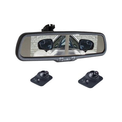 4.3''Dual Split Screen Mirror Monitor Car Front Side Rear View Reverse 2 Cameras