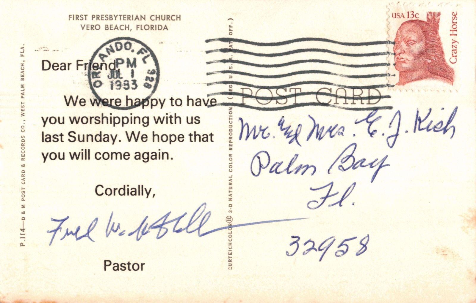 First Presbyterian Church Vero Beach Florida Postcard K10 eBay