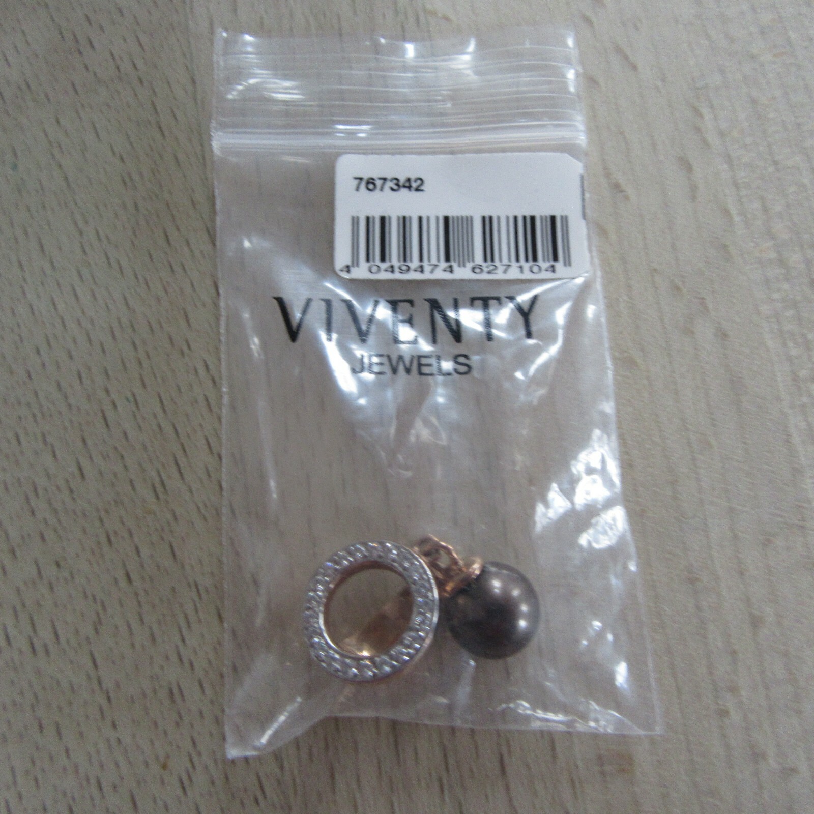 VIVENTY Jewels Pendant Rose Gold Plated 925 Silver Black Tahitian Pearl & CZ's.