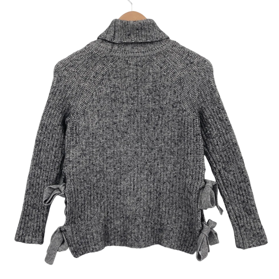 Suéter UGG Ceanne para mujer XS gris tejido manga larga cuello alto aberturas laterales con lazos Foto 2 de 4