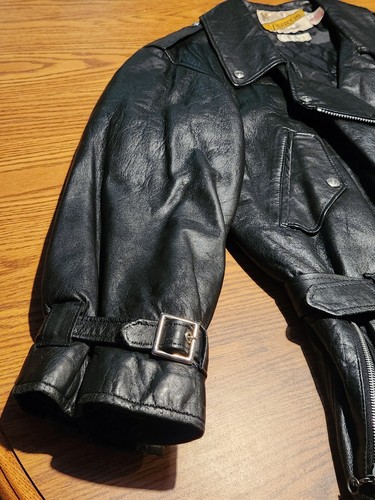 SCHOTT Womens Long Style Perfecto Leather Jacket Sz L. Mfg' for TWEEDS. Subtle. - Picture 7 of 19