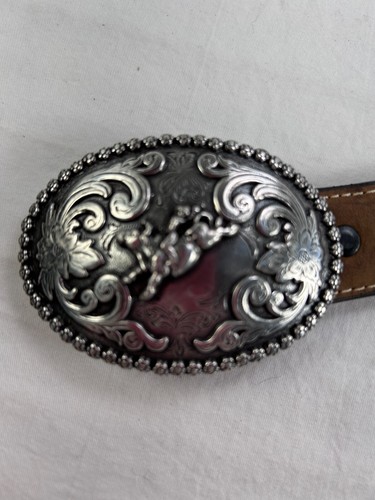 Nocona boys childs belt leather silver bronco buckle western wedding kids 20 - Picture 2 of 6