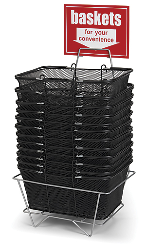 12 cestas de metal para compras malla de alambre negro 17" x 12 x 7 soporte de metal letrero grande - Imagen 4 de 23