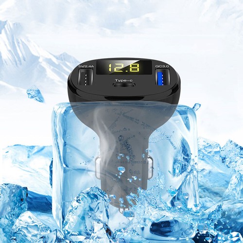 Black 3 USB Ports Car Fast Charging Type-C Safe Charger Adapter Auto Accessories - Foto 11 di 12