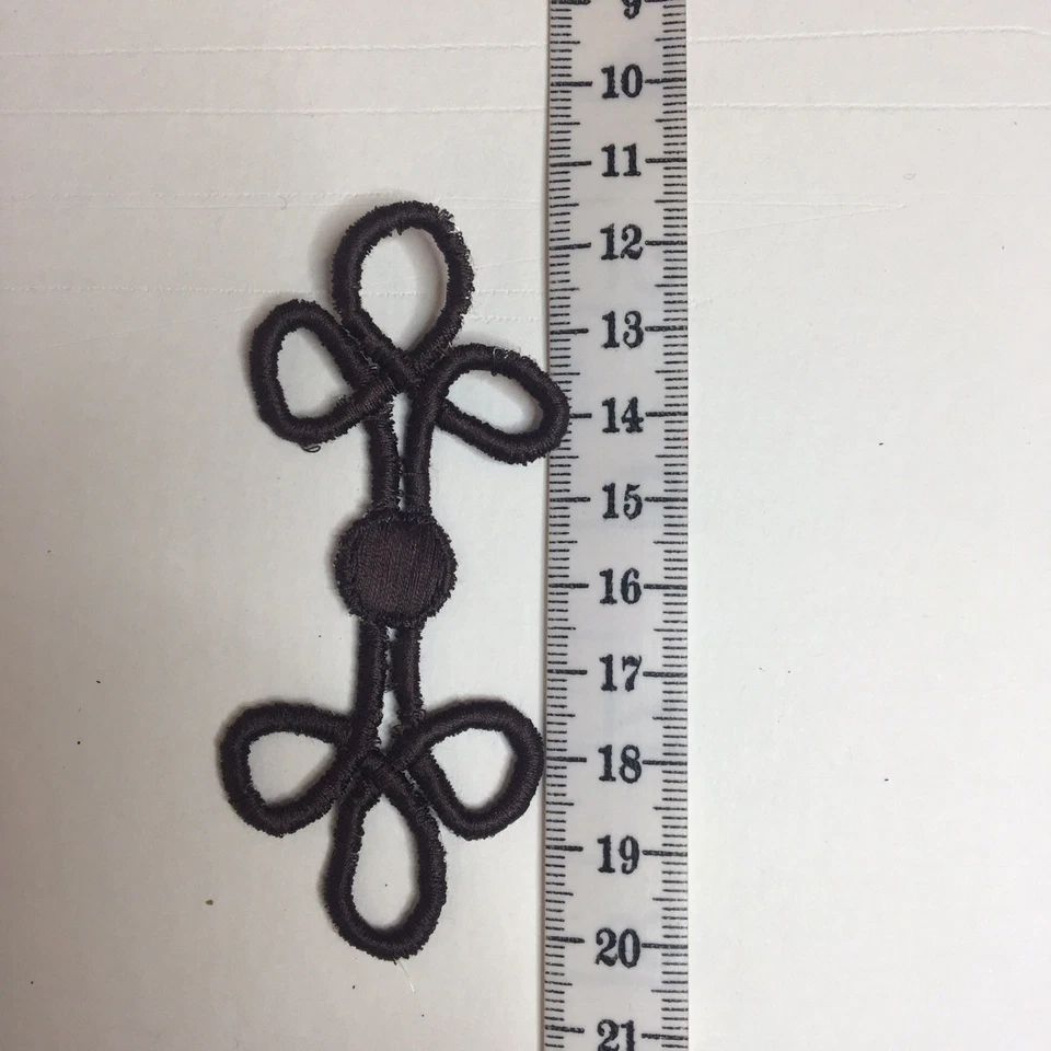 Trenza Rana Botón Bordado 90mm Largo Marrón Bordado Asiático 2 Piezas Foto 2 de 3