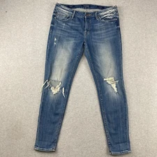 Vigoss Chelsea Skinny Jeans 33x28 Blue Ankle Stretch Denim Distressed Tag 30x29