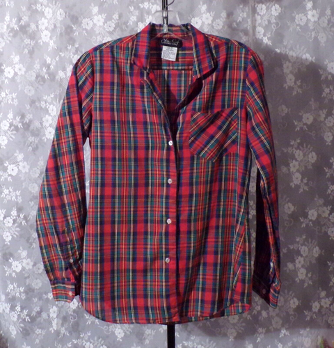 Vintage 90er Weihnachtsbluse 90er Retro Urlaub kariert lässig süß Gr. Medium