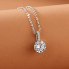Plated Stainless Steel Women Chain Woman Necklace Cubic Zircon Pendant Silver