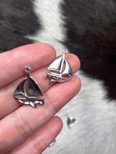 Sailboat Charm Silver Tone Nautical Sea Ocean DIY Jewelry Craft 20 pcs 18mm