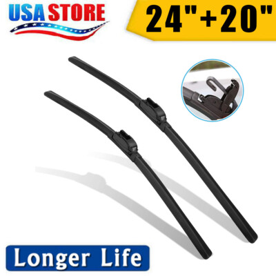 24'' & 20'' INCH Bracketless J-HOOK Windshield Wiper Blades OEM QUALITY Bracketles