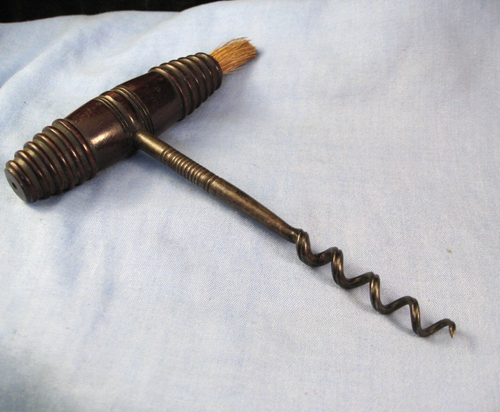 VICTORIAN ANTIQUE FRUIT WOOD STEEL ENGLISH CORKSCREW BRUSH WINE BOTTLE c1840s - Picture 2 of 15
