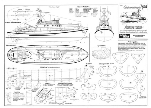 THEODOR HEUSS, CRUCERO DE RESCATE MARÍTIMO DGzRS 1957, 1:50. Plano de modelismo - Imagen 2 de 3