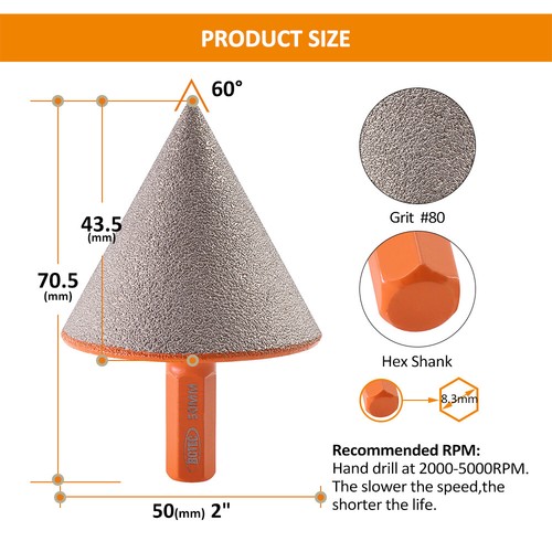 20-50mm Diamond Hex Chamfer Bit Milling Grinding Marble Porcelain Ceramic Tile - Picture 12 of 12