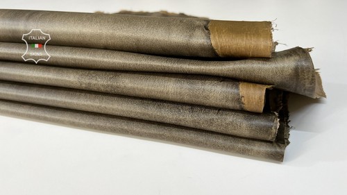 OLIVE GREEN VINTAGE LOOK Italian STRETCH Lamb leather 3 skins 18sqf 0.6mm B7469 - Picture 7 of 7