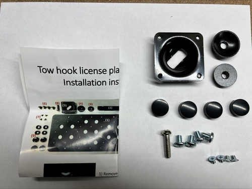 Hardware Kit for Front Tow Hook License Plate Tag Mount Holder Bracket Brand New - Picture 3 of 5