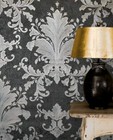 Tapete Schwarz Silber Barrock Ornament Made in Germany 10,05m x 0,53m (2,62€/qm)