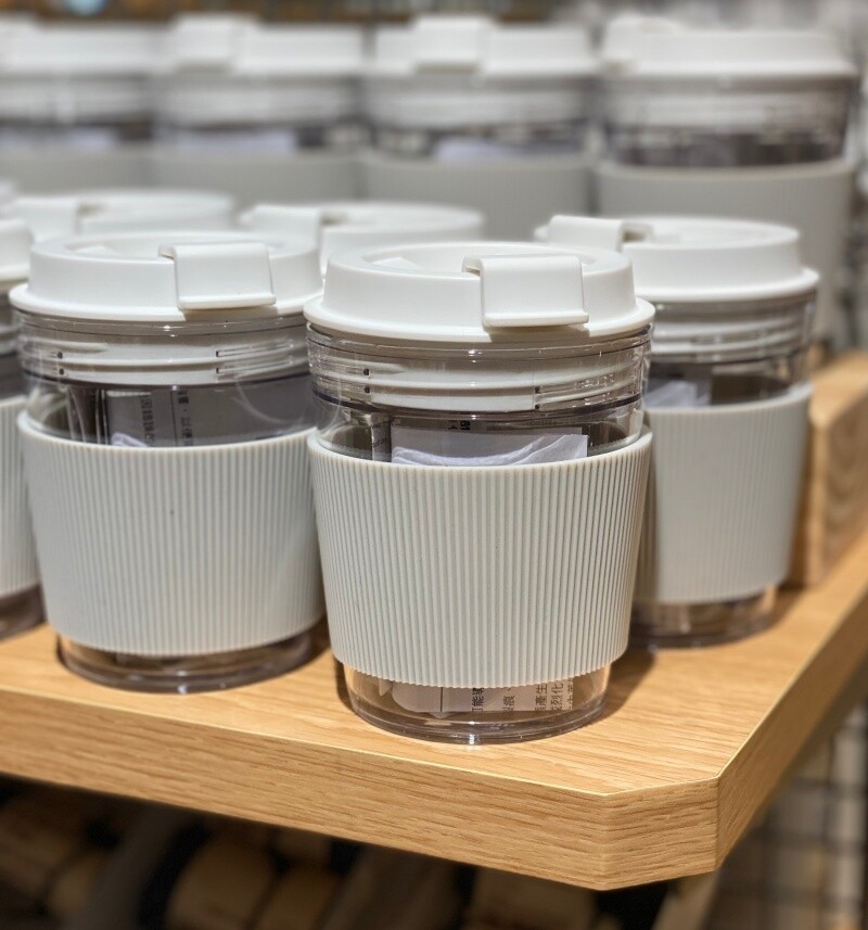 MUJI] Portable Clear Tumbler/ Reusable Coffee Cup with Cup