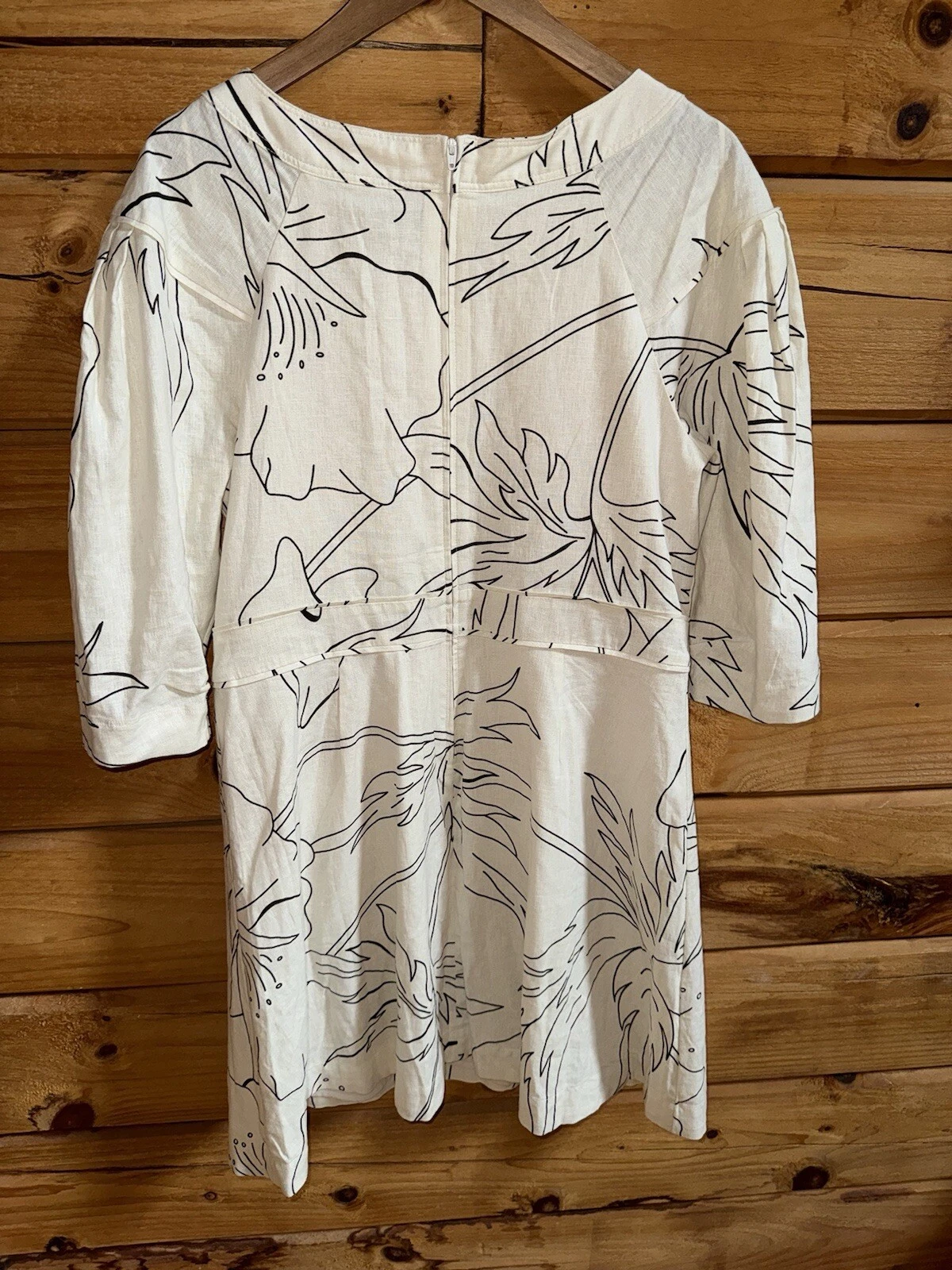 PALM ANGELS MINI ABITO Banana Republic MISTO LINO stone washed stampa tropicale 12 sbuffi Nuovo con etichette