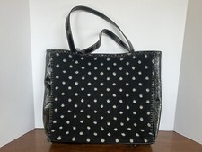 Sondra  Roberts  Squared Polka Dot Large Bag. Black With Gray Dots