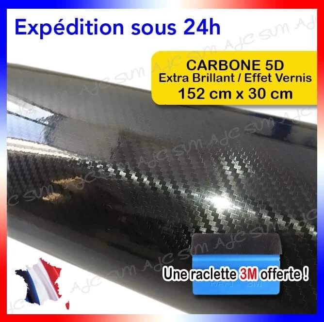 Carbone 5d film covering adhésif thermoformable réaliste vernis brillant + 3M
