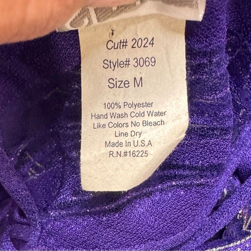 Shirley Of Hollywood Purple Glitter Maxi Slip Dress w/ Sheer Cutouts Size Medium - Picture 6 of 7