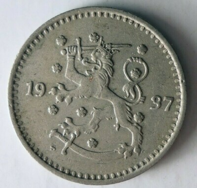 1937 FINLAND MARKKA - High Quality - Rare Series/Date - FINLAND BIN #MK