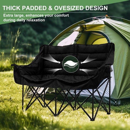Silla de Camping SLSY Silla Plegable Doble Resistente Silla Loveseat 2 Personas 990lb - Imagen 24 de 24