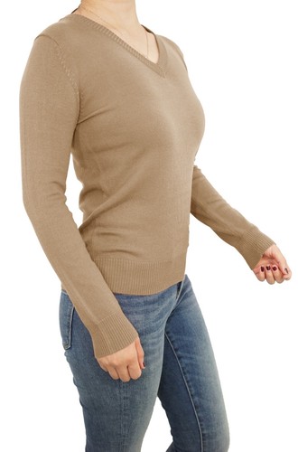 Women Pullover Soft Knit V-Neck Fitted or Loose Casual Cute Sweater USA STOCK - Picture 33 of 43