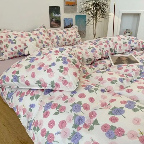 Duvet Cover Set with Flat Sheet Pillowcases Single Double Queen Size Bedding Kit - Picture 16 of 33