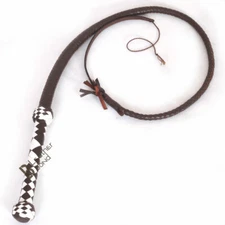 Indiana Jones Bull Whip 04 Foot 8 Strands Brown Cow Hide Real Leather Bullwhip 