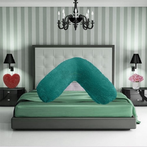 Teddy Fleece V Shaped Orthopedic Pillow Case Neck Support Pregnancy Maternity - Picture 21 of 23