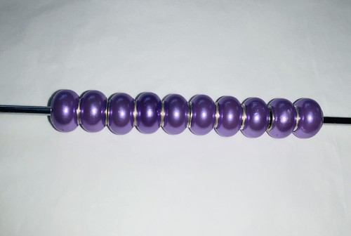 10 Lilac Pearl Effect ACRYLIC European Spacer BEADS 5mm Hole LPE - Picture 8 of 9