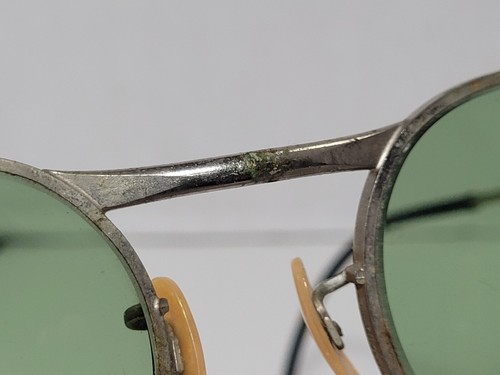 Occhiali da sole vintage antichi americani lenti verdi - Foto 5 di 14