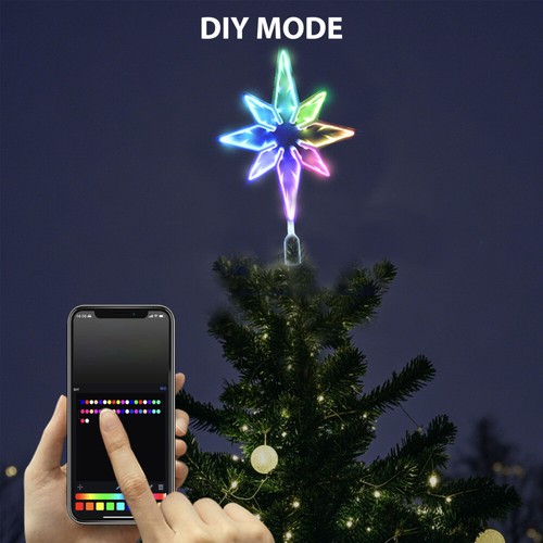 Christmas Tree Topper Star RGB 3D LED Star Tree Topper Light with Remote Control
