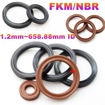 FKM/NBR Rubber O-Ring Seals Metric 2.62/6.99mm Cross Section 1.2mm~658.88mm ID