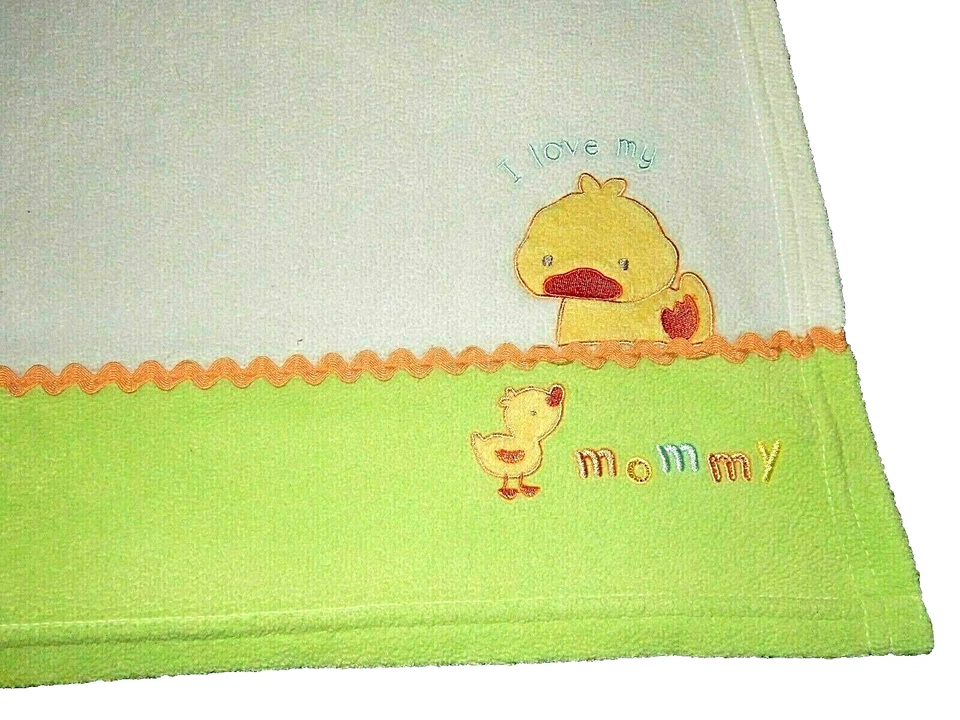 8D!¡GUAU! Manta de felpa polar vintage Carter's I Love My Mommy Duck cuna bebé Foto 3 de 4