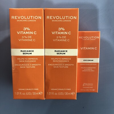 Revolution Skincare London, 3% Vitamin C, Serum, 30ml X2 und Augencreme 15ml